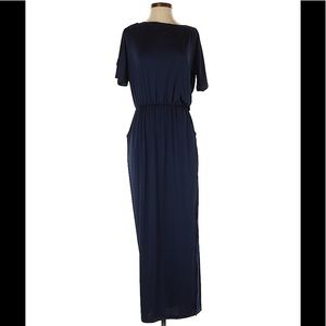 Navy short sleeved maxi dress w/ pockets